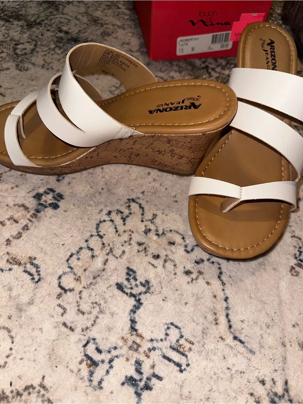 Arizona Jean Company White Cork Wedge Sandals